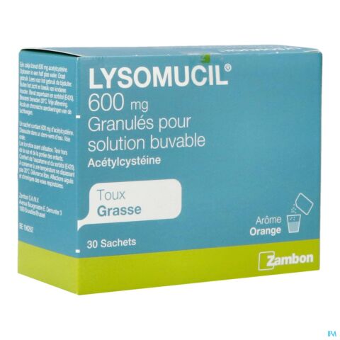 Lysomucil 600mg Toux Grasse 30 Sachets de Granulés