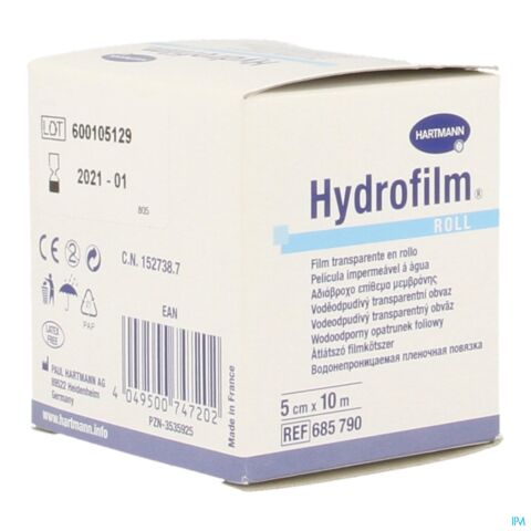 Hartmann Hydrofilm Roll Pansement de Plaie en Film Imperméable 5cmx10m 1 Pièce