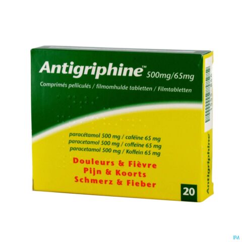 Antigriphine 500mg Douleurs & Fièvres 20 Comprimés