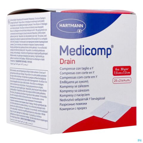 Hartmann Medicomp Drain Compresses Stériles 7,5cmx7,5cm 25x2 Pièces