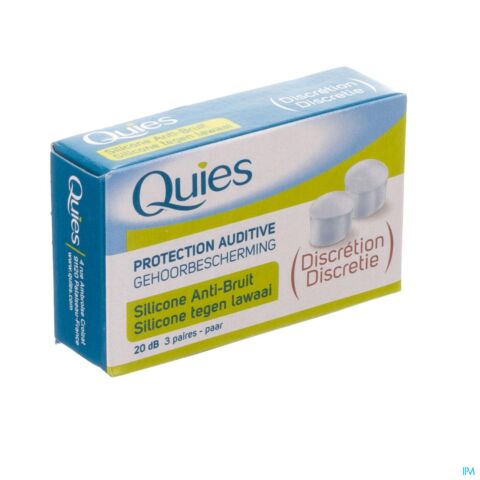 Quies Protection Auditive Silicone Anti-Bruit Discrétion 20dB 3 Paires