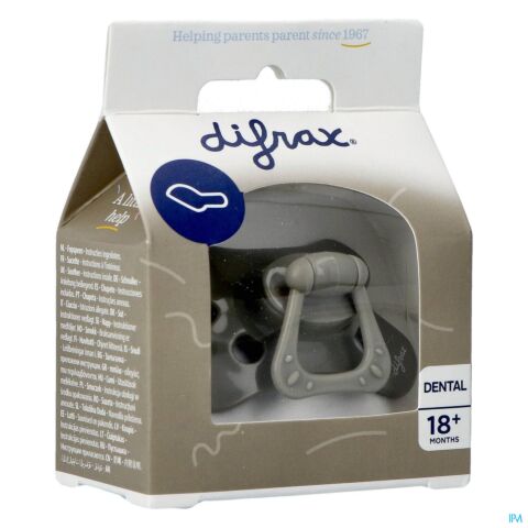 Difrax Sucette Dental +18m Uni/pure Gris/clay