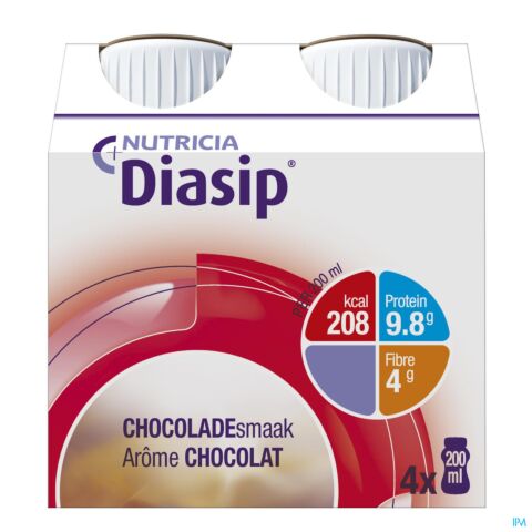 Nutricia Diasip Arôme Chocolat Bouteille 4x200ml