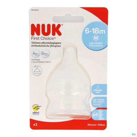 Nuk Tetines First Choice+ 2 M Silicone 2 0-6m