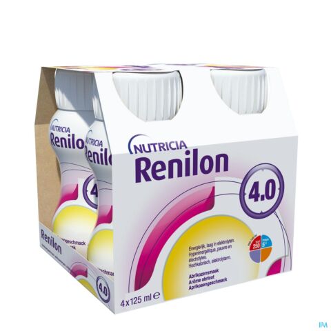 Renilon 4.0 Boisson Arôme Abricot Bouteilles 4x125ml