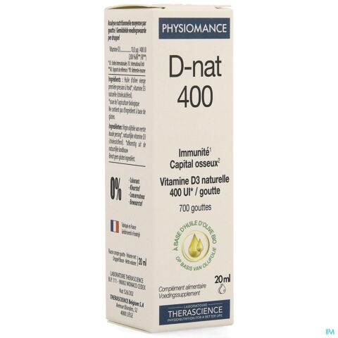 Physiomance D-Nat 400 Flacon Compte-Gouttes 20ml