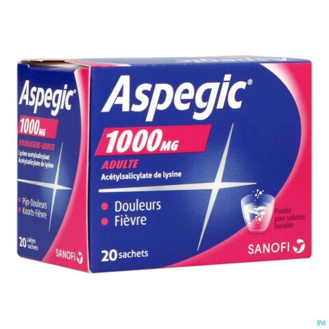 Aspegic 1000mg Adultes 20 Sachets