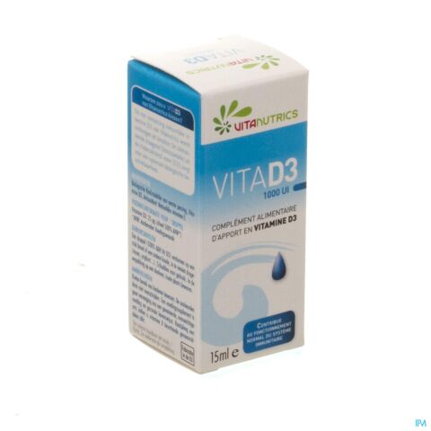 VitaNutrics Vita D3 1000ui Flacon Compte-Gouttes 15ml