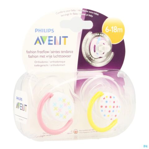 Avent Sucette Free Flow Tendens Sil Double 6-18m 2