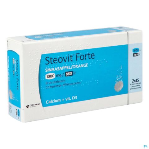 Steovit Forte Orange Calcium + Vitamine D3 1000mg/880Ui 30 Comprimés Effervescents