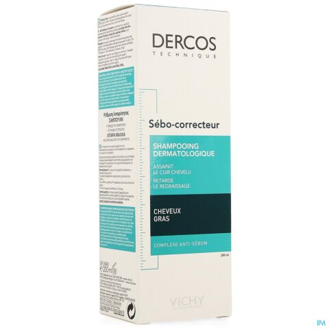 Vichy Dercos Shampooing Sébo-Correcteur Cheveux Gras Flacon 200ml