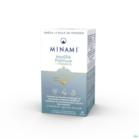 Minami MorEPA Platinum Oméga-3 + Vitamine D3 60 Softgels
