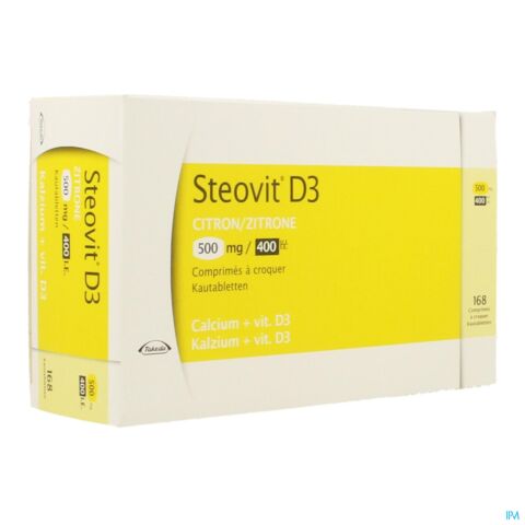 Steovit D3 Citron Calcium + Vitamine D3 500mg/400Ui 168 Comprimés à Croquer