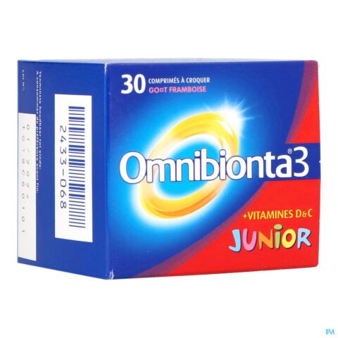 Omnibionta 3 Junior Framboise 30 Comprimés à Croquer