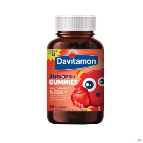 Davitamon Junior Vitamine D + Mix Goût Fraise Enfants 3-6 ans 60 Gummies
