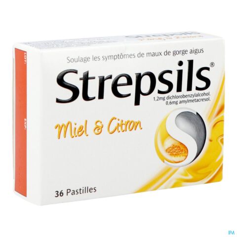 Strepsils Miel-Citron Maux de Gorge 36 Pastilles à Sucer