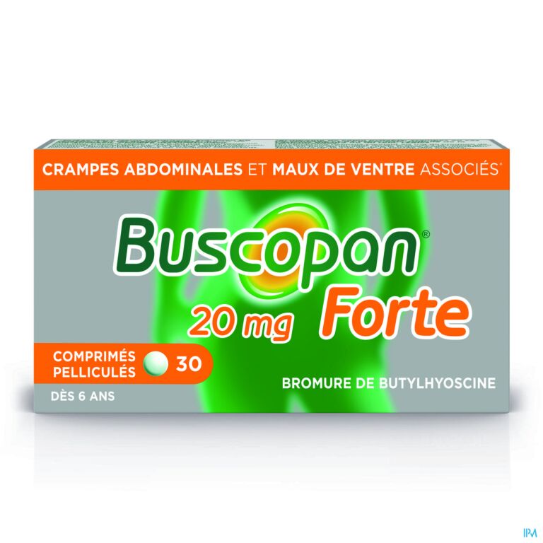 Buscopan Forte 20mg Crampes au Ventre 30 Comprimés - Pharma Online