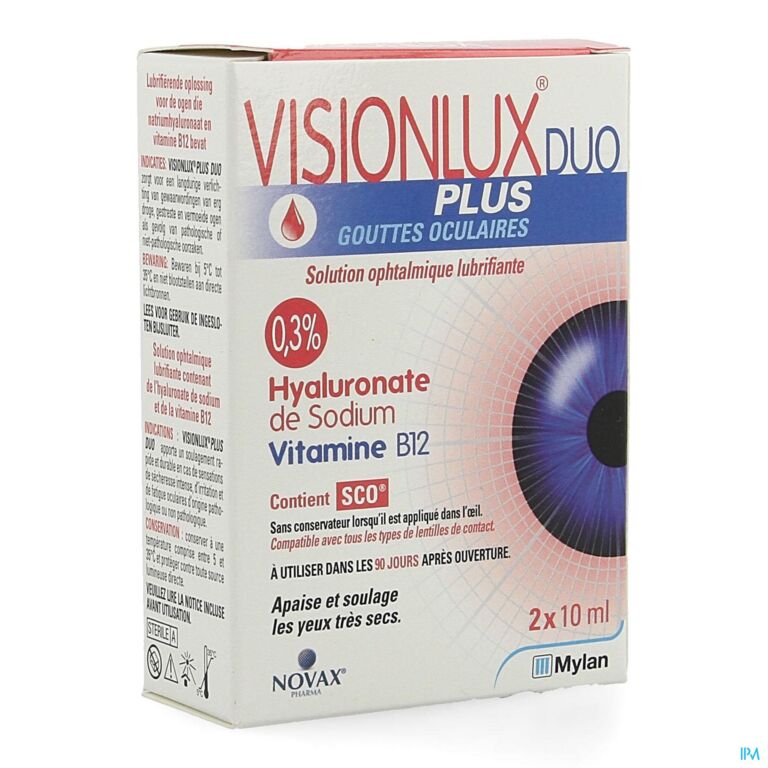 Visionlux Plus Gouttes Yeux Duo Fl 2 X 10ml - Pharma Online